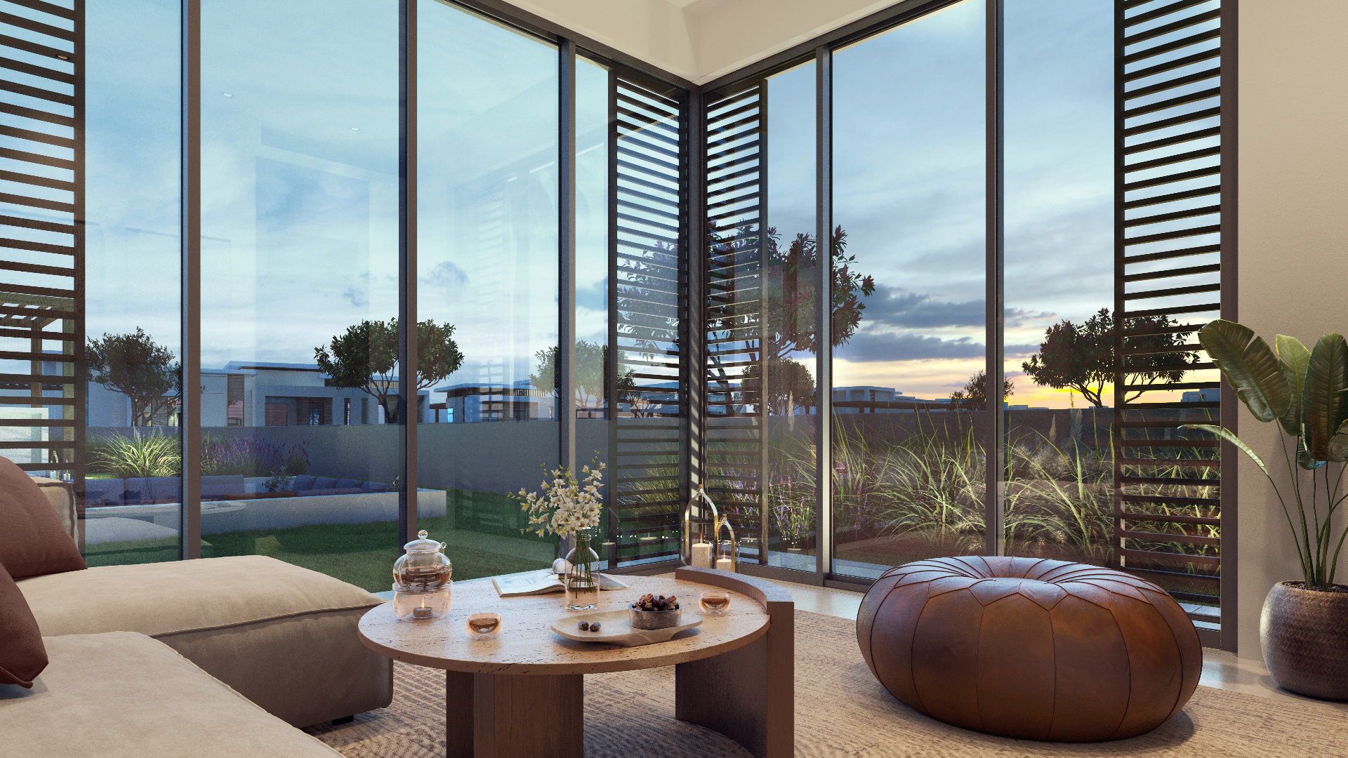 Raya villa interior evening